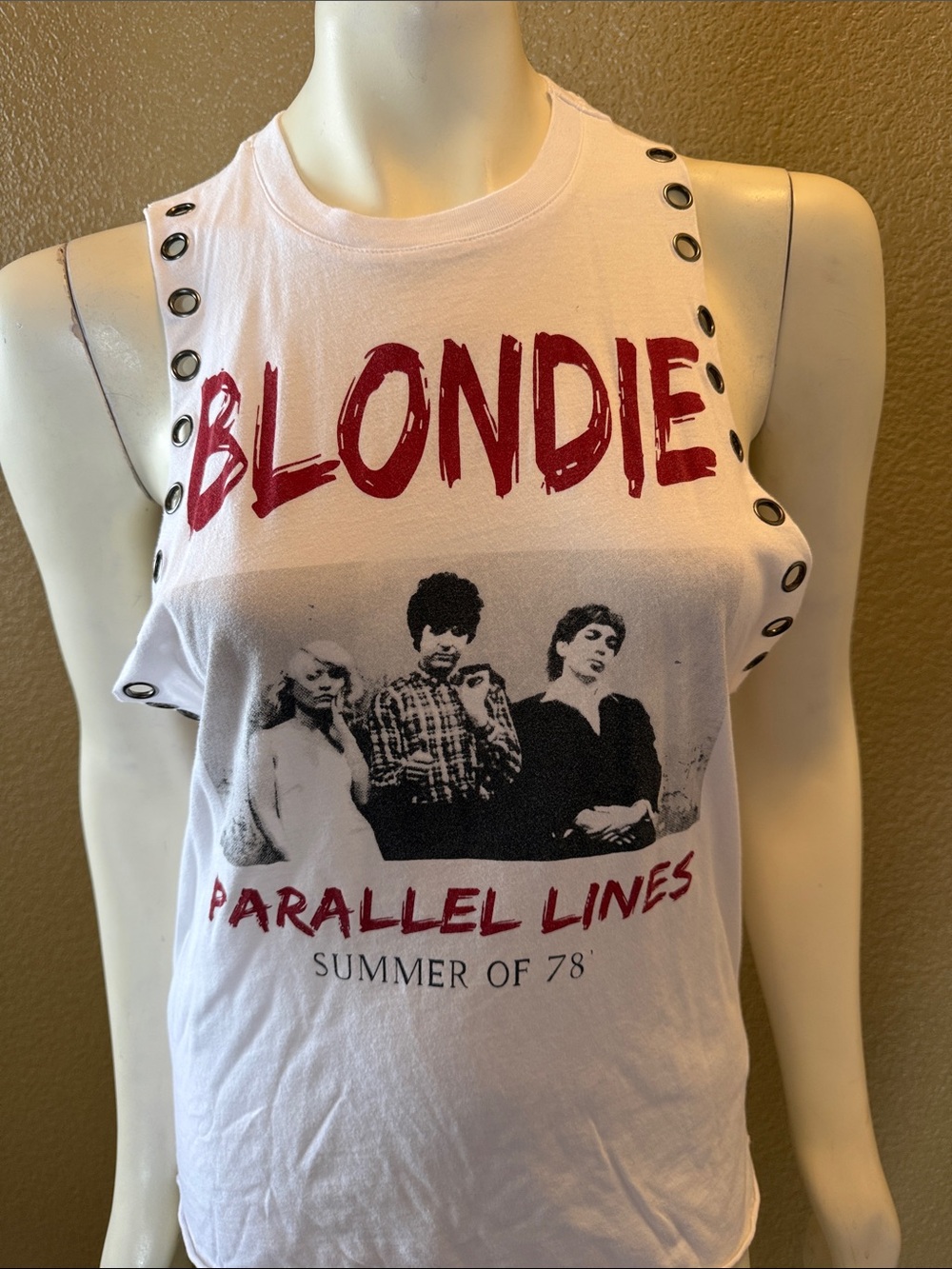 Blondie Parallel Lines Tour Graphic Tank Top - White/Red